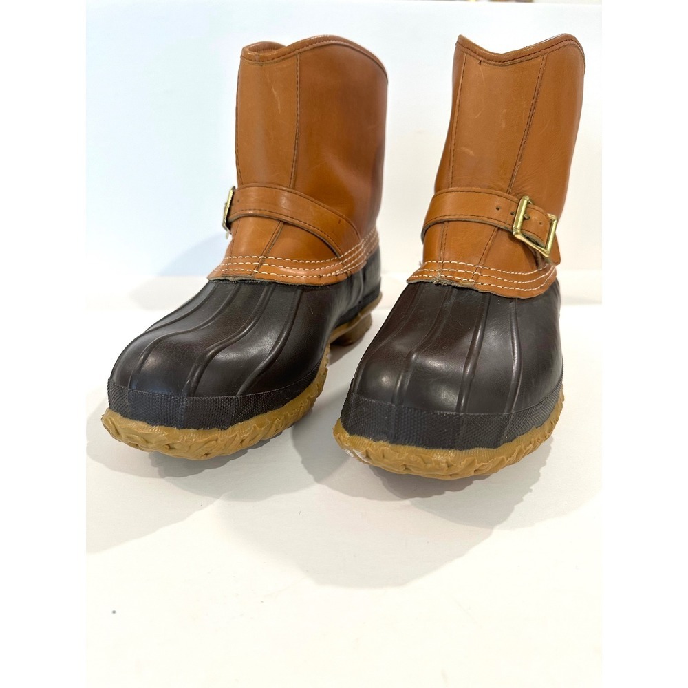 L.L. Bean Brown Leather and Black Rubber Duck Boots